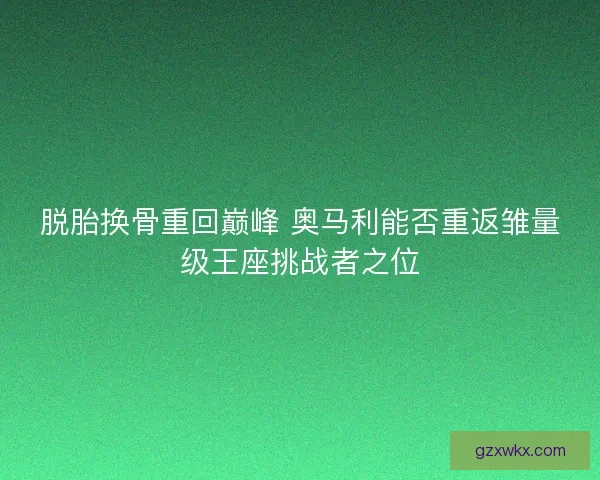 脱胎换骨重回巅峰 奥马利能否重返雏量级王座挑战者之位